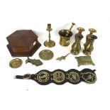 An assortment of brassware and collectables.