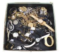An assortment of watches and costume jewellery.