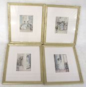 A set of four framed prints.