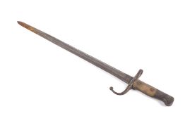 A 19th century French Gras bayonet with wooden handle. L58.