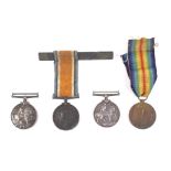 Four WWI medals. British War Medal (marked 11639 AWOCL 2 J DANIELS R.