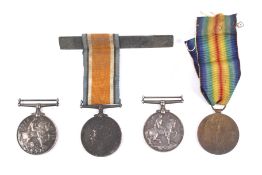Four WWI medals. British War Medal (marked 11639 AWOCL 2 J DANIELS R.