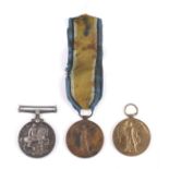 Three WWI medals. Comprising a British War Medal and a Victory Medal, 41630 Pte A. H.