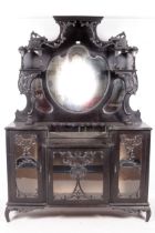 A late 19th century Continental mirror back break front sideboard.
