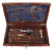 MANTON transition revolver with accessories in fitted wooden case.
