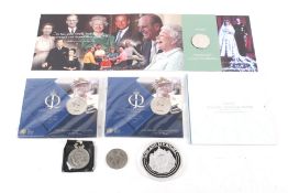A collection of commemorative coins.