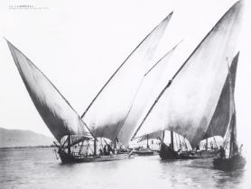 AA Gaddis & Co photograph from plate of Nile Street - Luxor - Egypt. 32.5cm x 42cm.