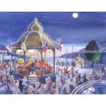 Eric Dawson (born 1918), watercolour on paper, 'Dancers at the Bandstand', 1900.