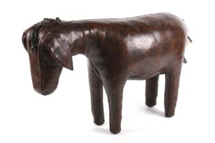 A contemporary Liberty style Omersa & Company leather donkey stool.