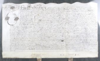 A seventeenth century indenture, signed by John Moor and Nicholas Barbon, dated 8th Nov 1677.