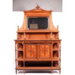 Hobbs & Co, London, circa 1871 satinwood break front mirror back cabinet in the classical style.