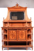 Hobbs & Co, London, circa 1871 satinwood break front mirror back cabinet in the classical style.