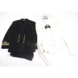 A vintage Baker & Co Naval Officers dress uniform and two white 'Tropical' dress jackets.