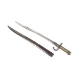 A French 1868 Chassepot Yataghan sword bayonet with scabbard.