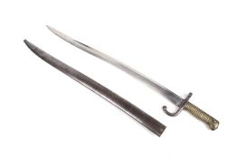 A French 1868 Chassepot Yataghan sword bayonet with scabbard.