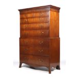 A 19th century and later mahogany chest on chest.