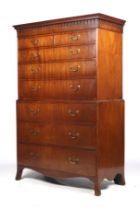 A 19th century and later mahogany chest on chest.