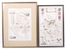 Map of Bedfordshire and map of British Possessions in the Mediterranean. Max 35cm x 25cm.