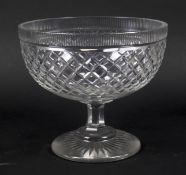 A 19th century pedestal cut glass fruit bowl with hobnail decoration to sides and star cut under.