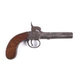 A 19th century pistol : An English box lock percussion single barreled pistol. Circa 1860.