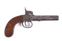 A 19th century pistol : An English box lock percussion single barreled pistol. Circa 1860.