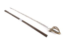 A Wilkinson Royal Engineers Colonel's sword with engraved blade and scabbard.