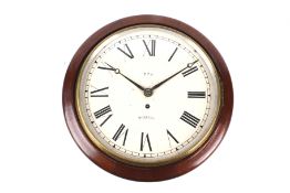 A 19th century mahogany cased fusee 30cm wall clock.