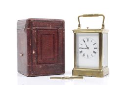 Henri Jacot, Paris strike/repeat carriage clock. A leather cased 1893 (no.