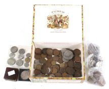 A box of mainly English coins.