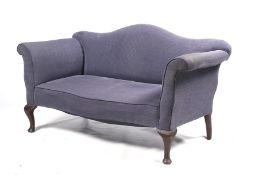 A circa 1920s dark blue upholstered Georgian style two seater sofa.
