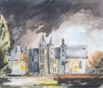 Tom Gamble 20th century, watercolour and gouache, 'Chateau Baumais, Loire, France'.