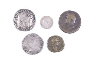 A group of five coins.