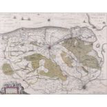 A 17th century map of 'Zeelandia Walcheren Insula Pars', handcoloured engraving. With text to verso.