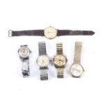 Five vintage gentleman's wrist and bracelet watches.