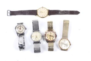 Five vintage gentleman's wrist and bracelet watches.
