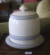 An English Victorian ceramic cheese dome and plate.