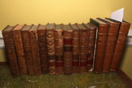 A quantity of leather bound books.