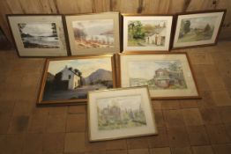 Eleven assorted watercolours and original oils,
