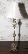 A Continental style gilt table lamp, 74cm H,