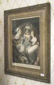 After Northcote, a coloured mezzotint “A visit to the Grandmother” (1785) in a gilt frame, 81cm H,