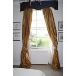 A pair of lined curtains.