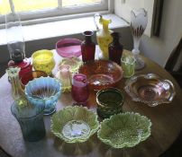 A Victorian and later glassware. To include Vaseline, ruby, carnival (21).