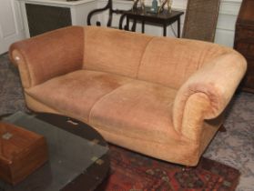 A contemporary 2 and 1/2 seat Chesterfield style sofa.