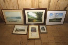 Six assorted prints and photographic prints, various, largest 50cm H,