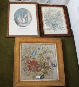 A Victorian woolwork depicting flowers in a maple frame, 55cm H, 56cm W,