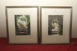 John Gorland, two original watercolours of garden scenes, 40cm H,