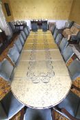 A large Venetian mirrored topped dining table.
