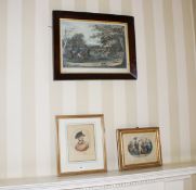 After Pollard, hand coloured engraving, The Royal Hunt in Windsor Great Park, 46cm H, 59cm W,