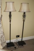 A pair of pewter style standard lamps, 159cm H,