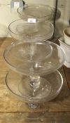 Six assorted glass tazzas/pudding stands